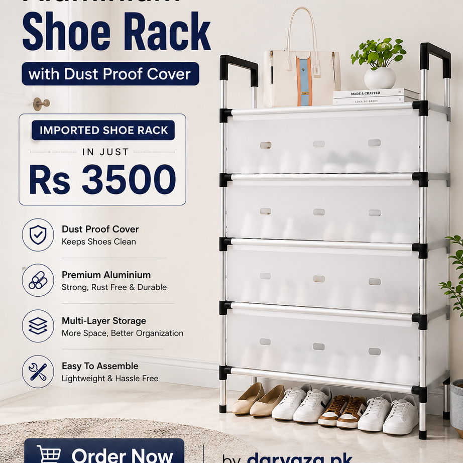Aluminium Shoe Rack with Dust Proof Cover