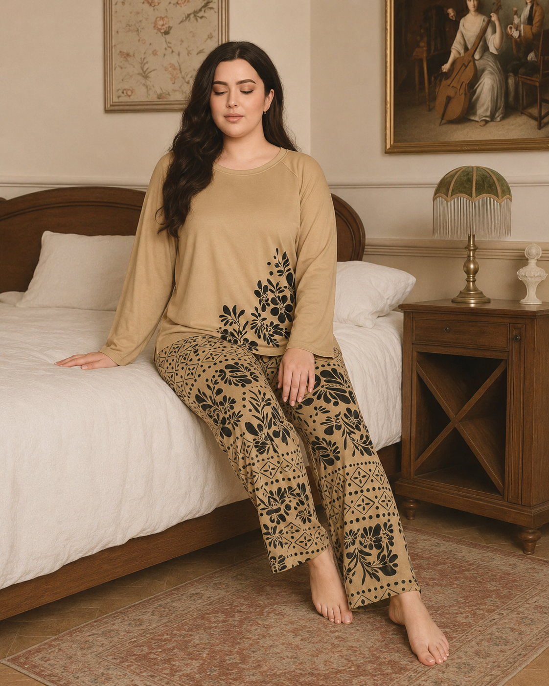 Skin Leaves Printed Night Suit