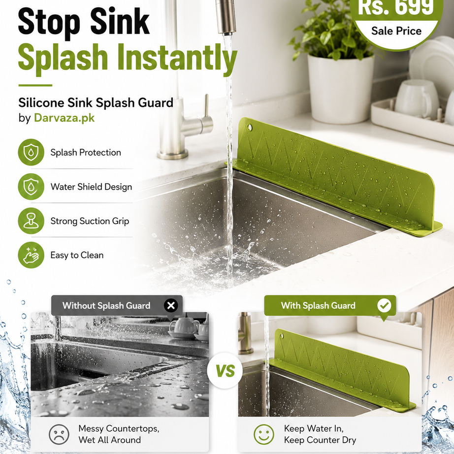 Silicone Sink Splash Guard and Water Sheild with Suction