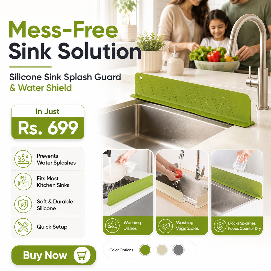 Silicone Sink Splash Guard and Water Sheild with Suction