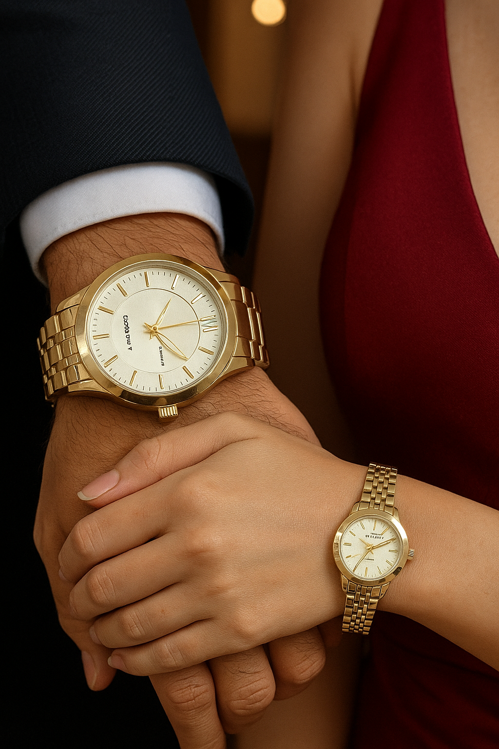 Gold Infinity Couple Watch Set