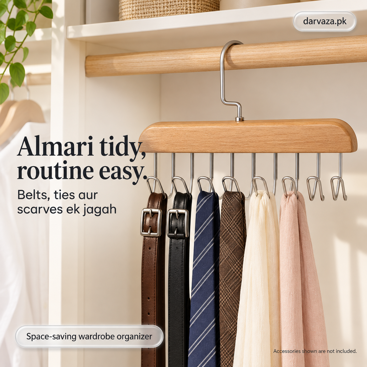 Buy 1 Get 1 Free Offer 2 Storage Wood Hanger 8 Hooks Organizer