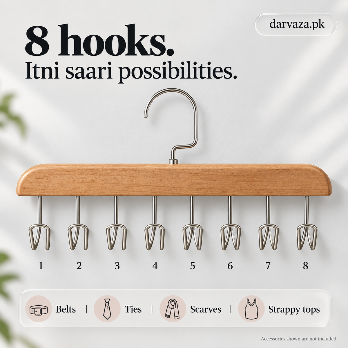 Buy 1 Get 1 Free Offer 2 Storage Wood Hanger 8 Hooks Organizer
