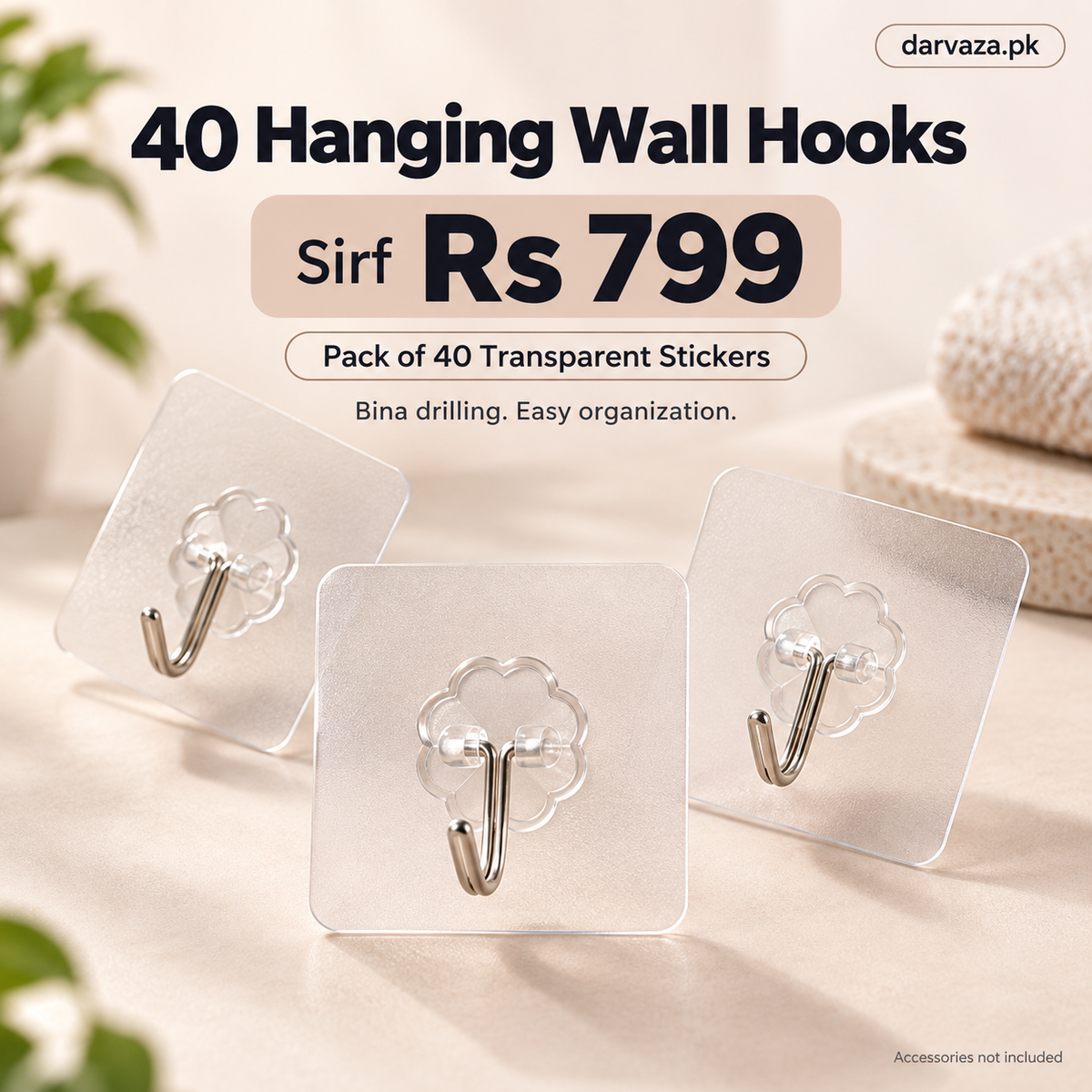 40 Hanging Wall Hook Stickers