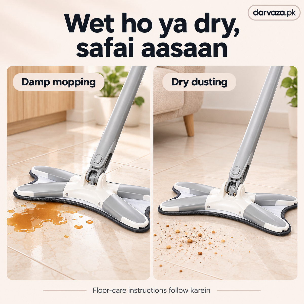X Shape Squeeze Mop with 360° Rotation