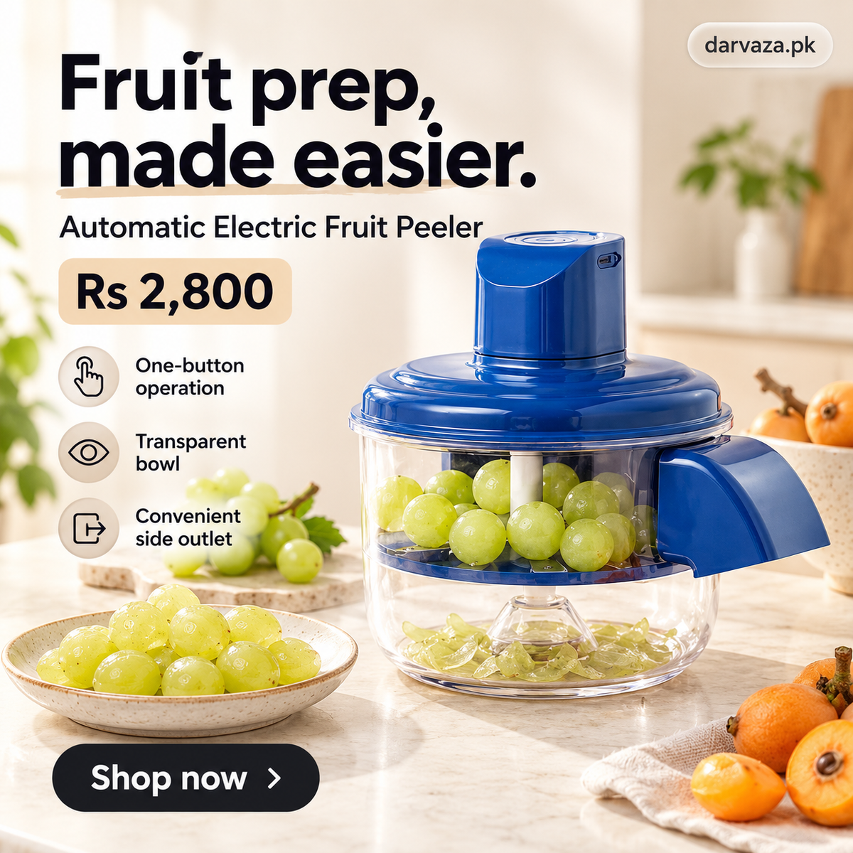 Automatic Effortless Peeling with Electric Fruits Peeler and Skin Remover Machine