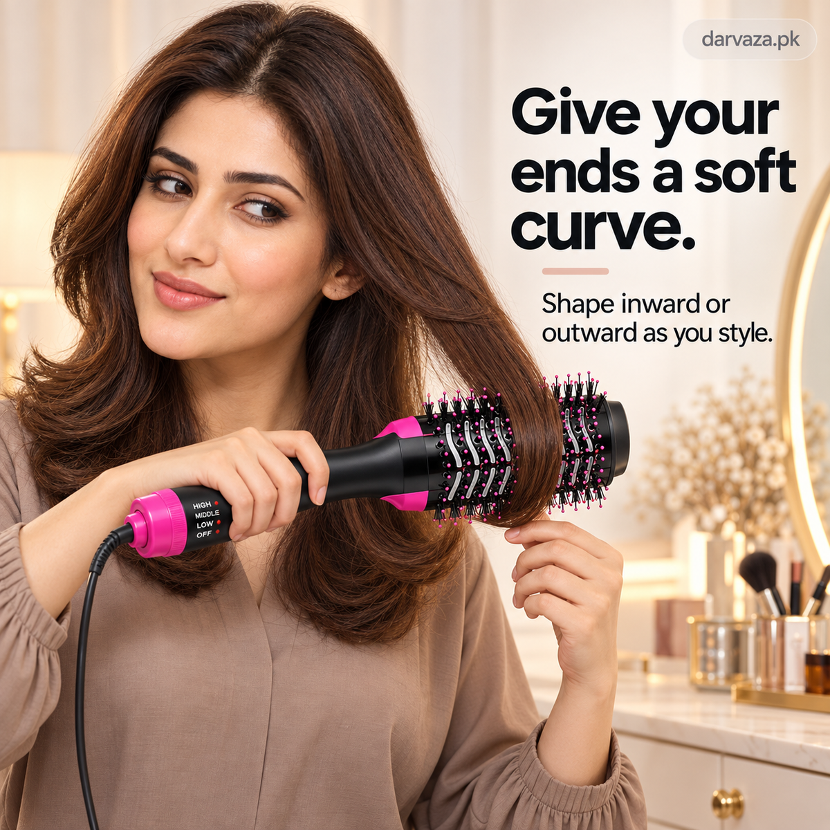 3-in-1 One Step Hot Air Straightener Brush & Hair Dryer