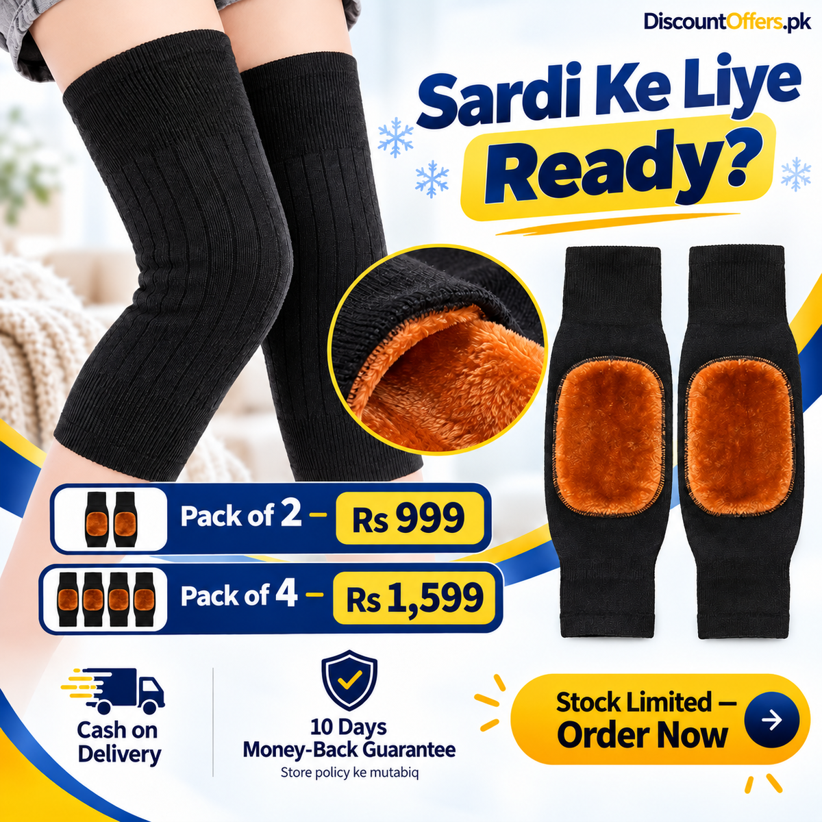 Thick Warm Wool Knee Warmer Pads – Super Elastic Knee Support Protector
