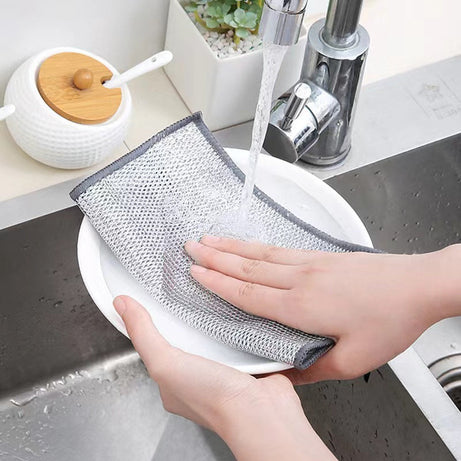 Silver Wire Kitchen Cleaning Dish Cloth (3 Pcs)