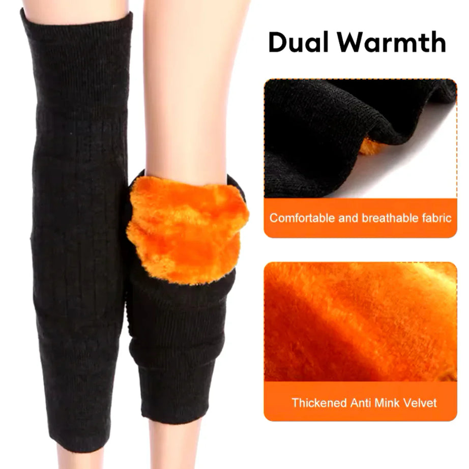 2 Pcs Warm Wool Knee Pads Super Elastic Knees Sleeves Support Protector