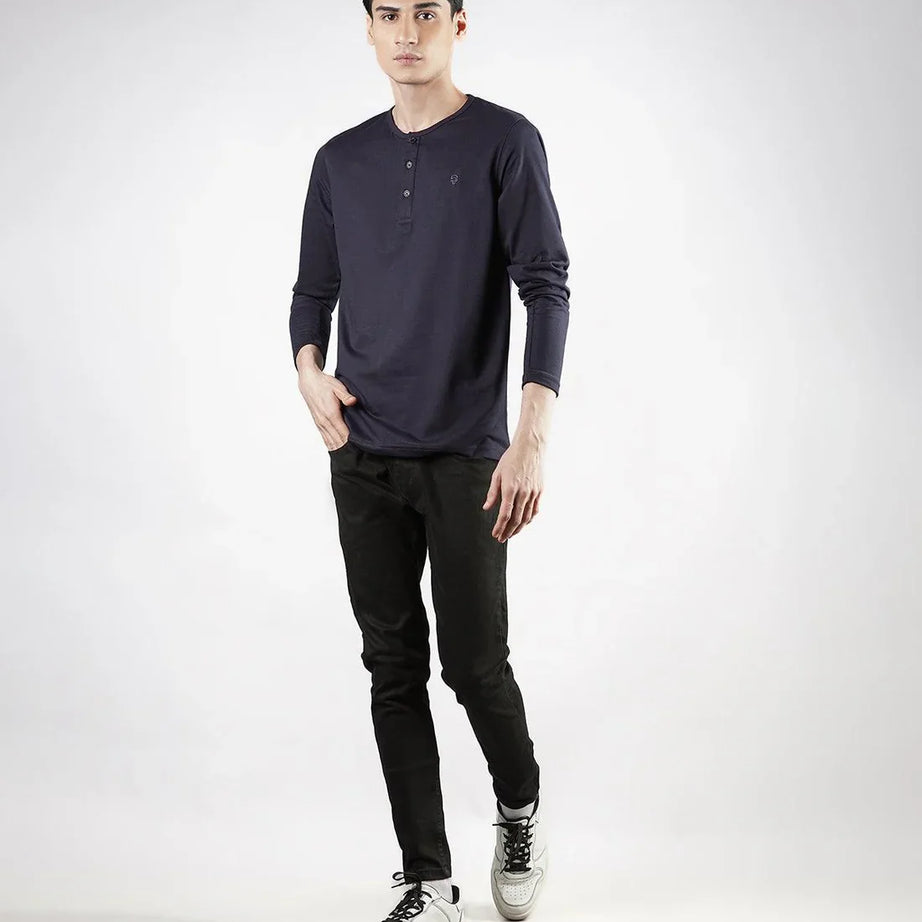 Navy Blue Henley Full Sleeve