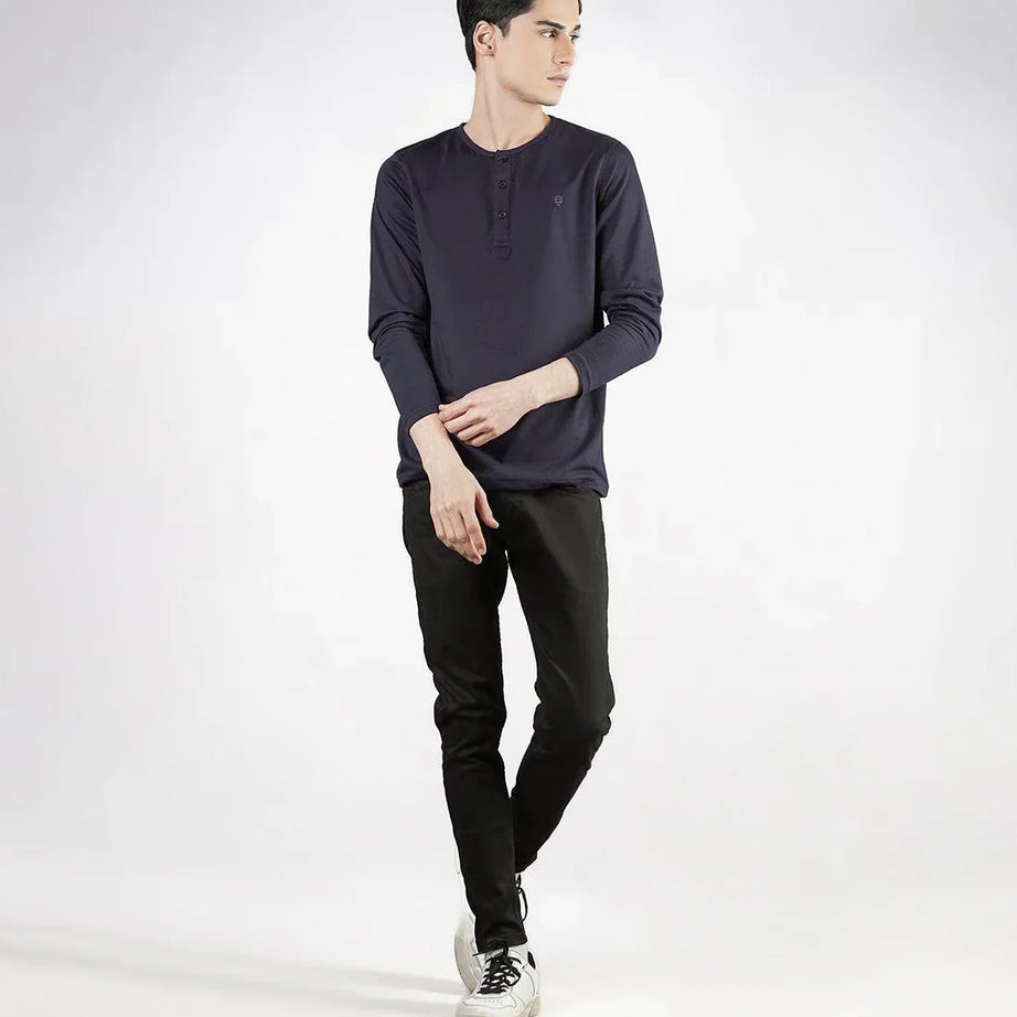 Navy Blue Henley Full Sleeve