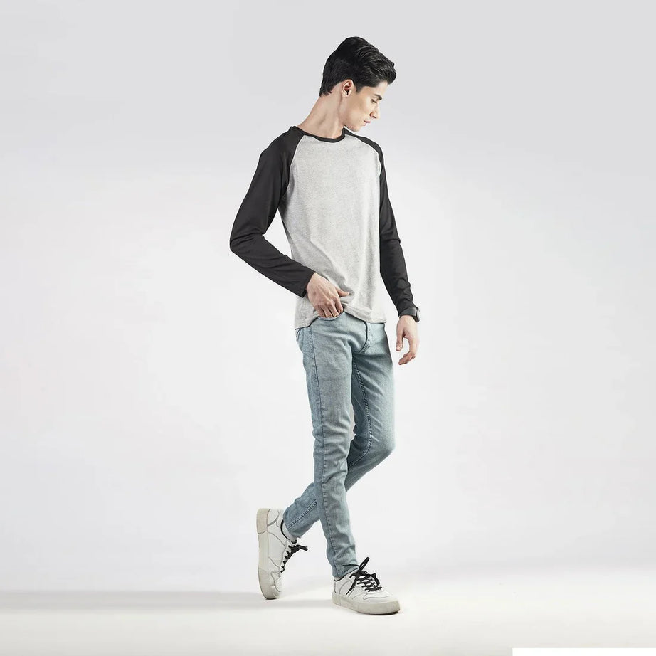Black & Grey Raglan Full Sleeves