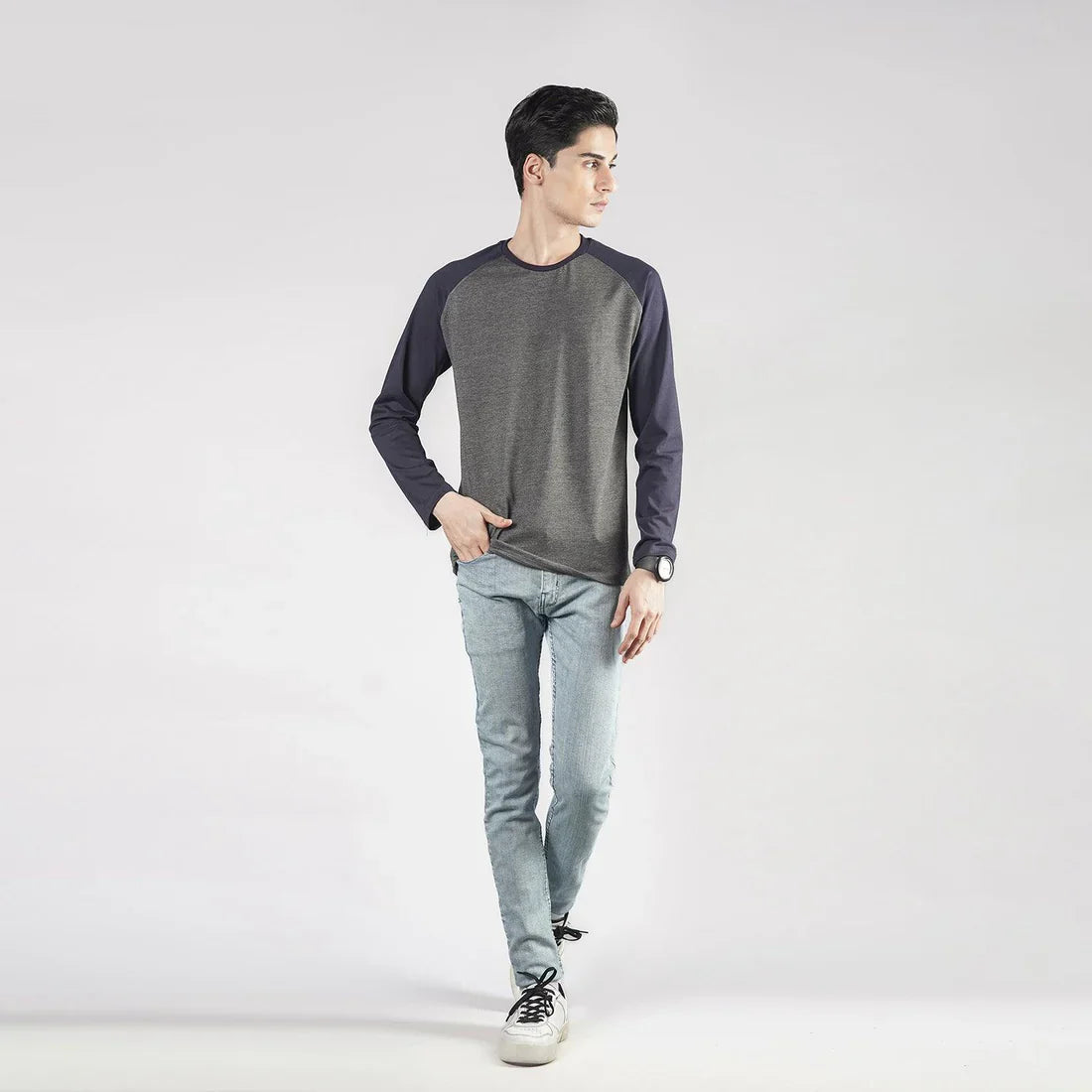 Charcoal Navy Raglan Full Sleeves