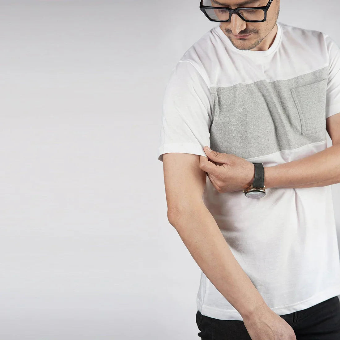 Grey White Colorblock T-Shirt
