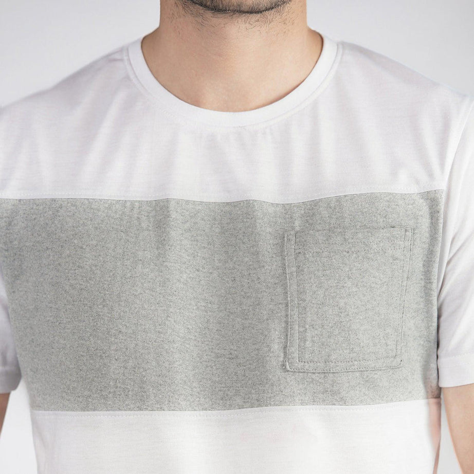 Grey White Colorblock T-Shirt