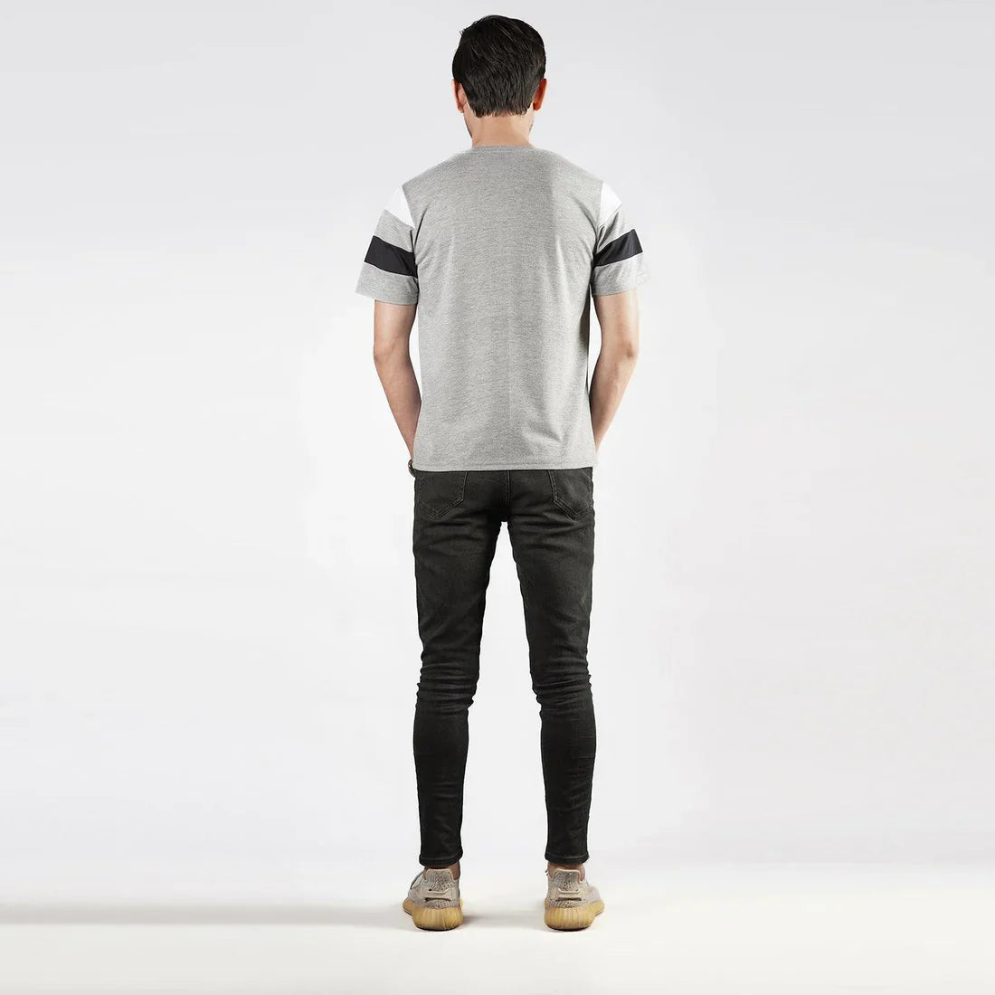 Grey Panel Sleeve T-Shirt