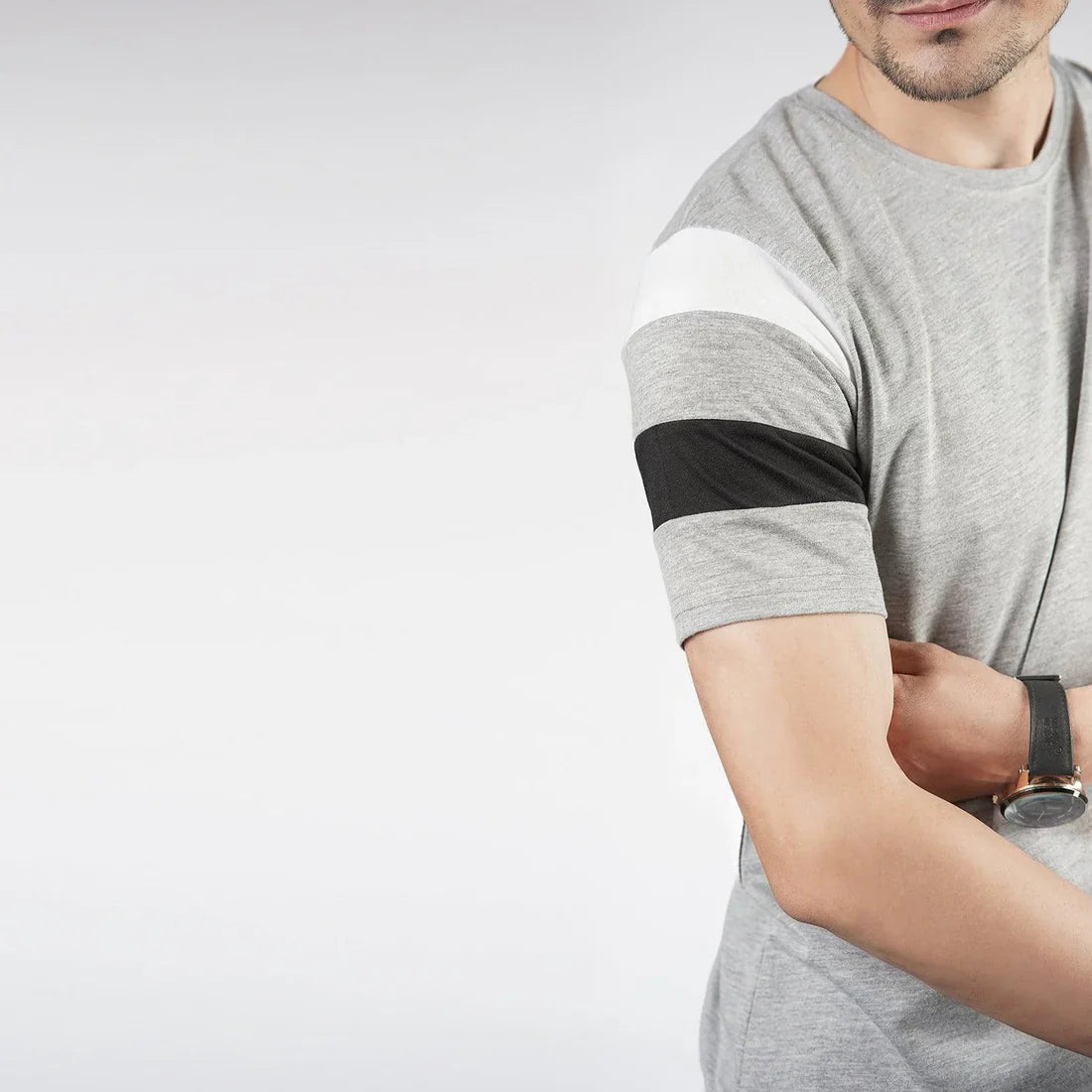 Grey Panel Sleeve T-Shirt