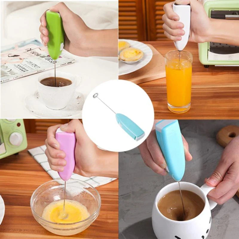 Mini Rechargeable Coffee & Egg Beater Mixer with stainless steel, spring and rod