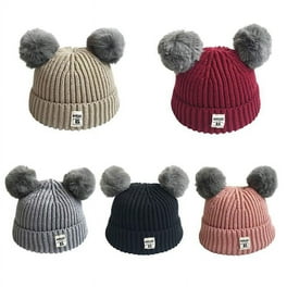 Woolen Warm Double Pom Pom Cap Beanie Hat and Muffler Winter Accessories for Baby Boys and Girls