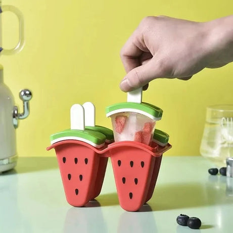 Reusable Watermelon Ice Popsicle Molds for make Homemade Ice Cream with Yogurt, Juice or Smoothies