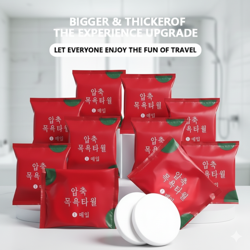 Pack of 3 Compressed Bath Towel for Travel and Quick-Drying with strong absorption 70 by 140 cm