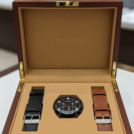 GearLine Dual Strap Black & Brown Men Watch