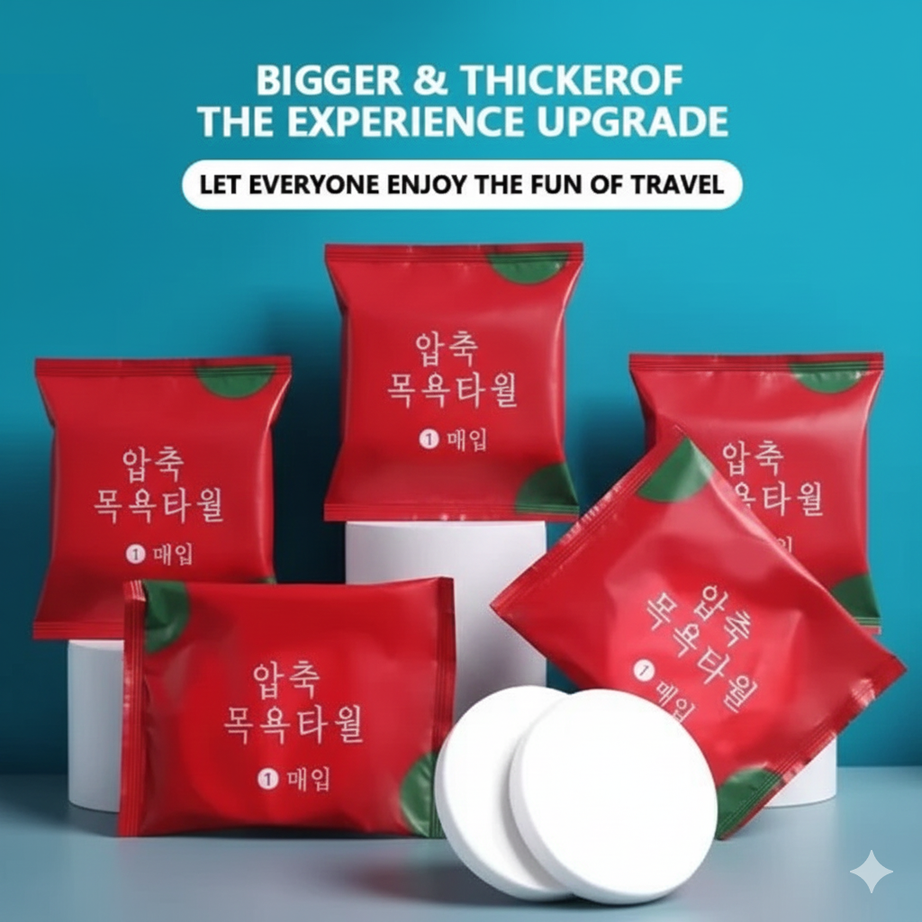 Pack of 3 Compressed Bath Towel for Travel and Quick-Drying with strong absorption 70 by 140 cm