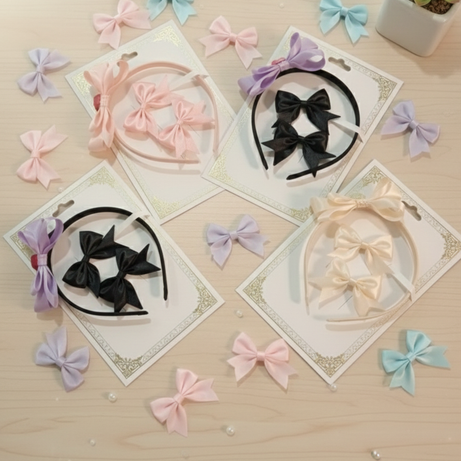 Pack Of 2 - Fashion Double Bowknot Headband Solid Color Hair Bands Accessories Solid Color Headband