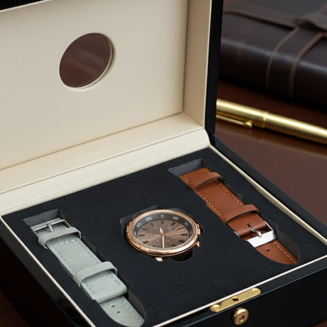 GearLine Dual Strap Gray & Brown Men Watch