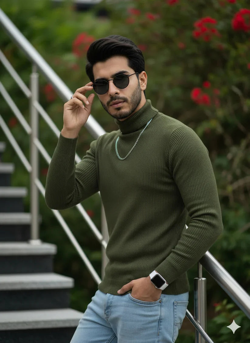 Premium High Neck for Men – OLIVE GREEN