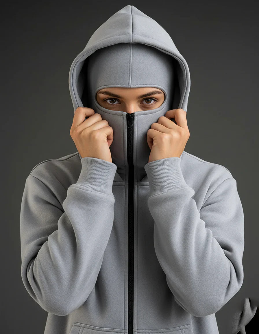 Balaclava Ninja Hoodie in Gray