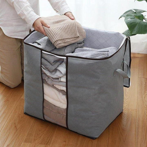 3Pcs Grey Bamboo Fabric Storage Bags
