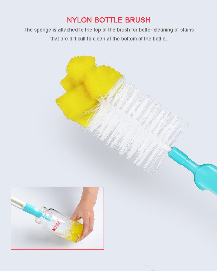 (Pack of 4) The Baby Bottle Brush Wash Bottle Nipple Brush Tool Sponge Cleaning Kit For Kitchen