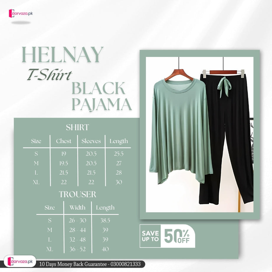 Helnay T-Shirt with Black Pajama
