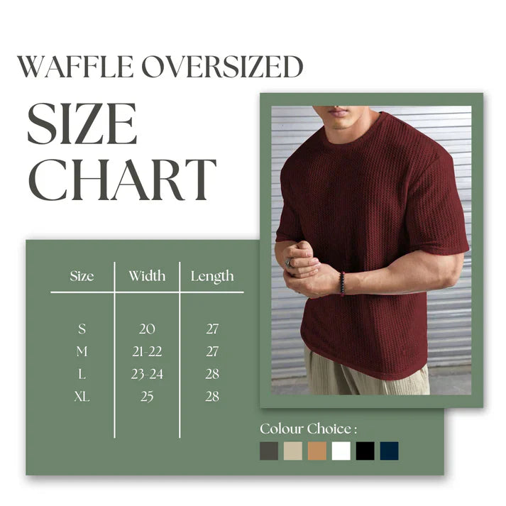 Oversized Waffle Knit Tee for Men – NAVY BLUE