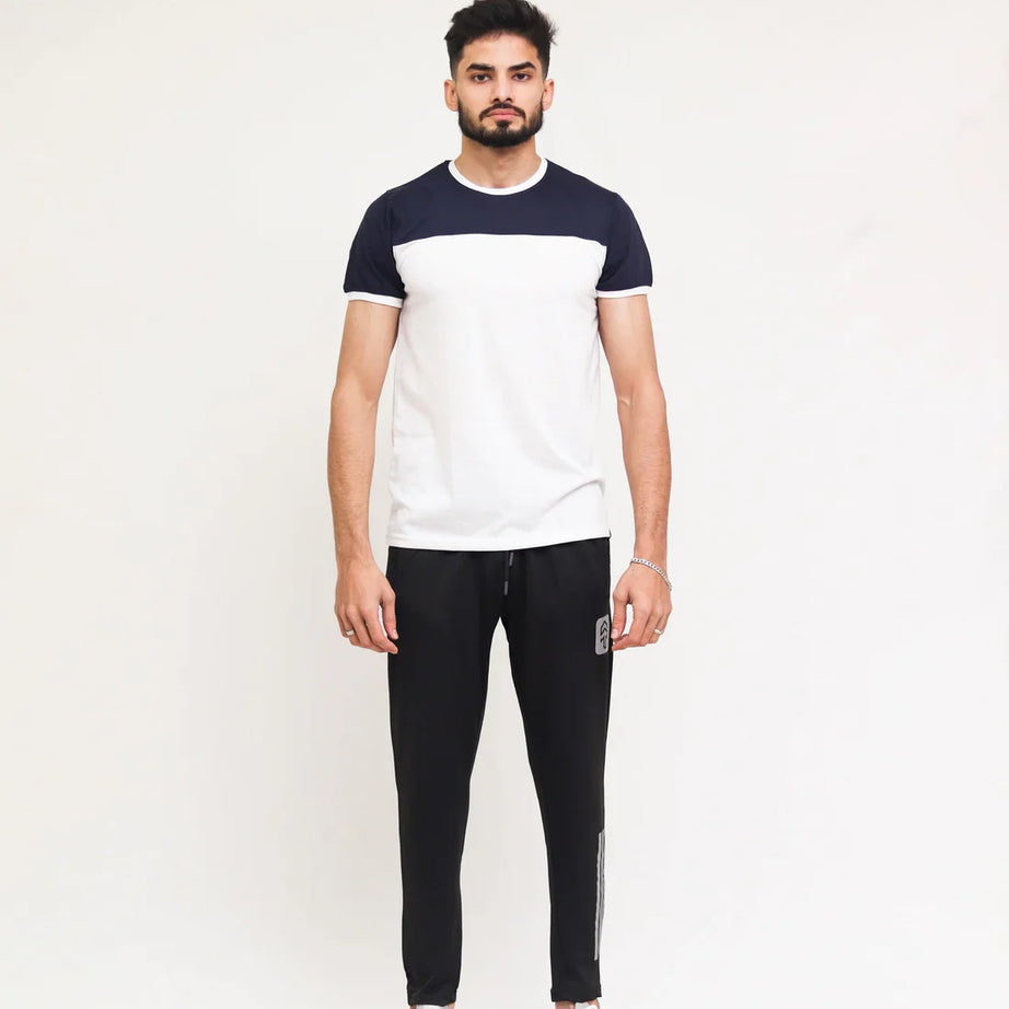 Navy White Cut & Sew T-Shirt