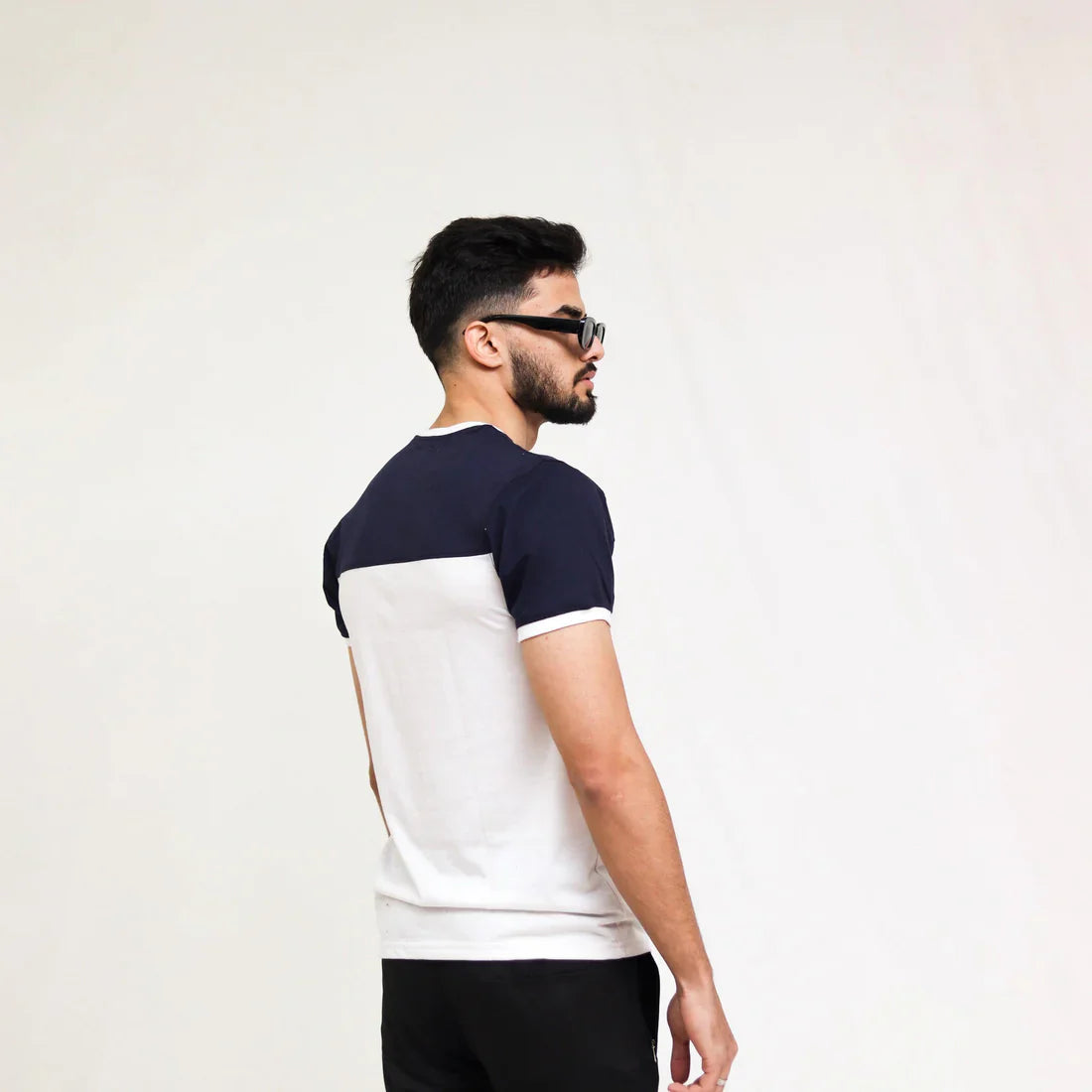 Navy White Cut & Sew T-Shirt