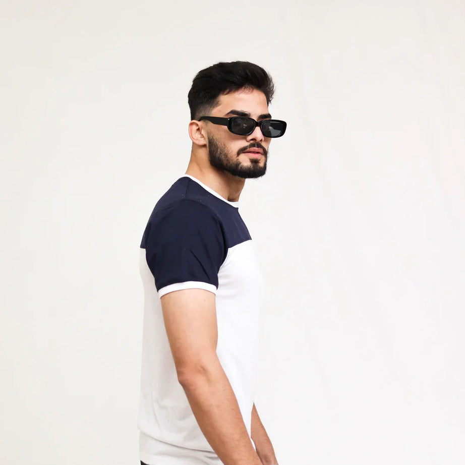 Navy White Cut & Sew T-Shirt
