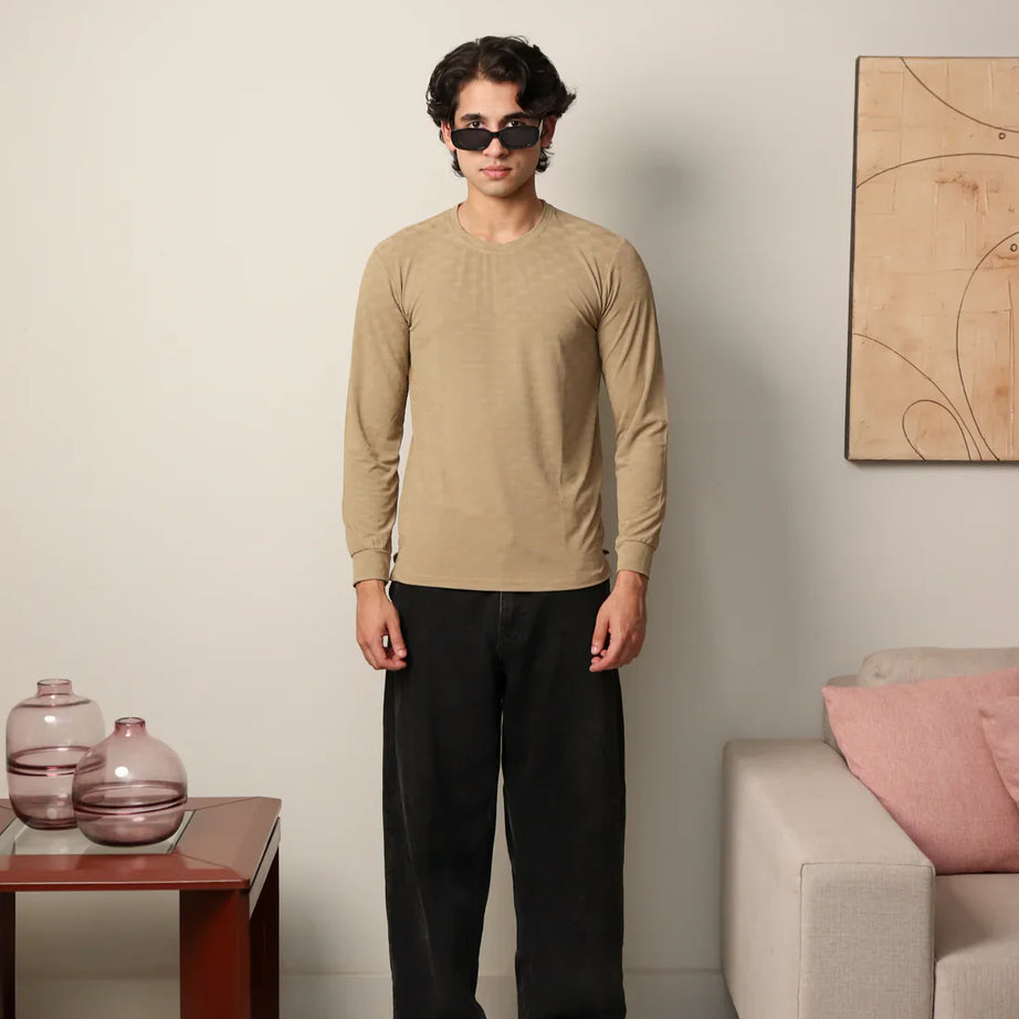 Textured Stretch Full Sleeves Tee