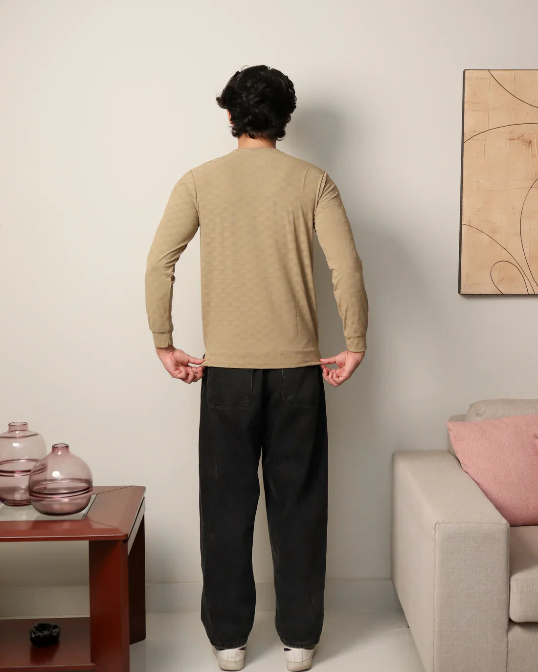 Textured Stretch Full Sleeves Tee