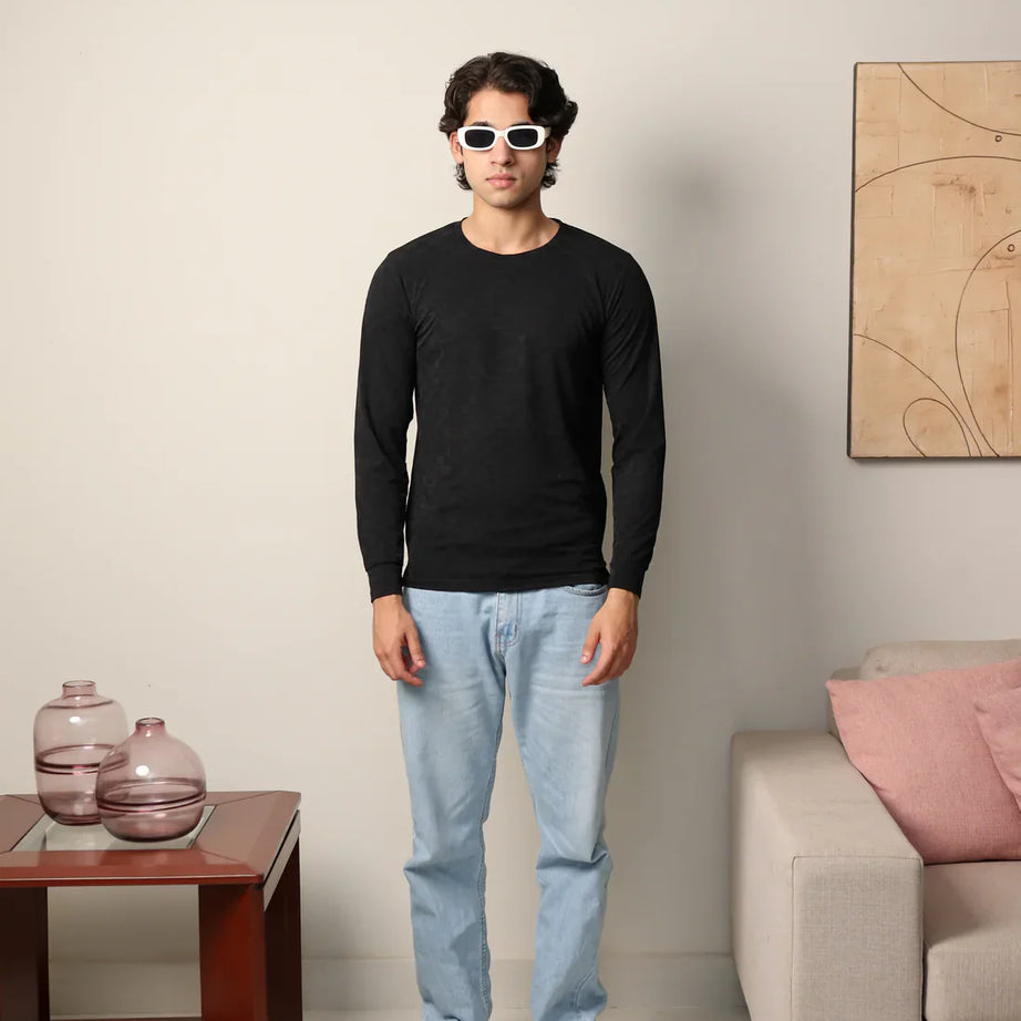 Textured Stretch Full Sleeves Tee