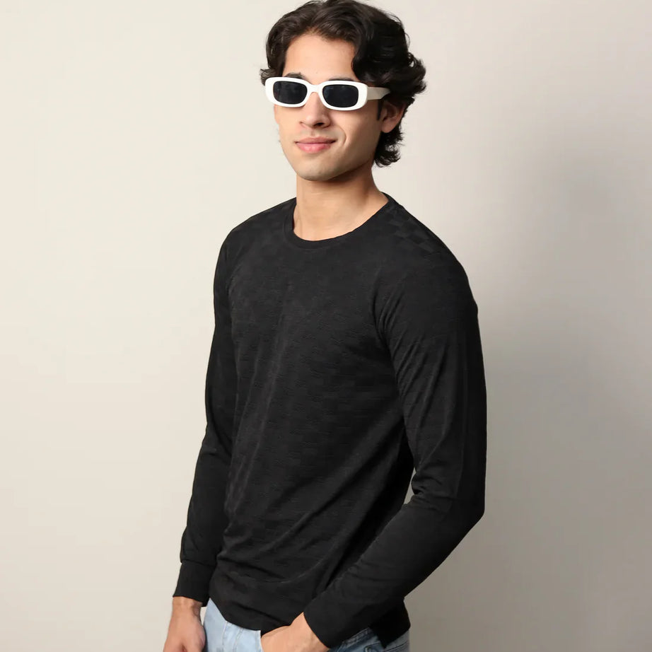 Textured Stretch Full Sleeves Tee