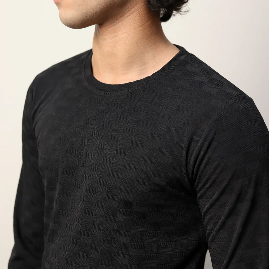Textured Stretch Full Sleeves Tee