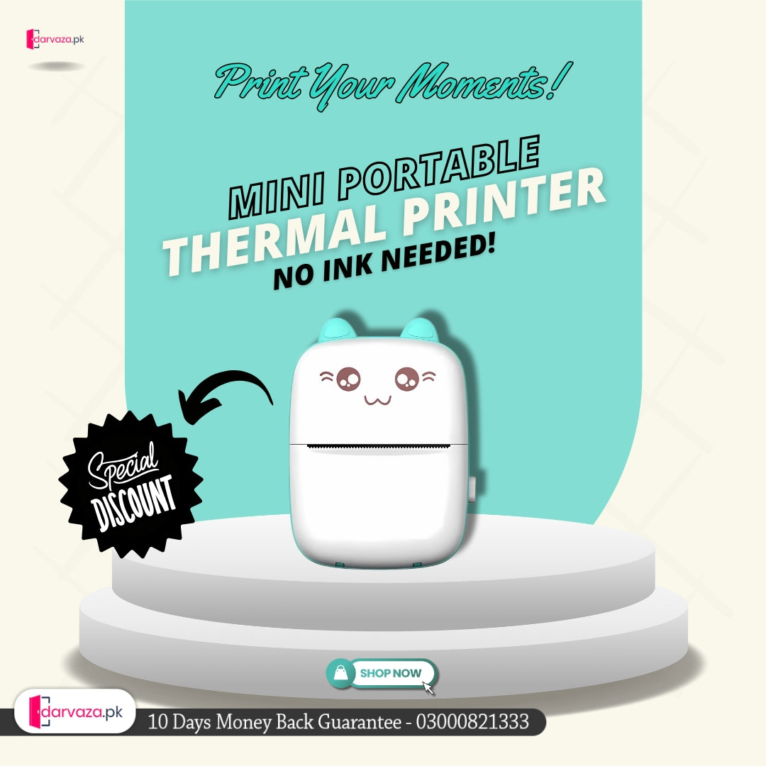 Imported Mini Portable Bluetooth Thermal Printer in Pocket Size for Black and White Ink Less Printing for Creating Adhesive Label and Stickers