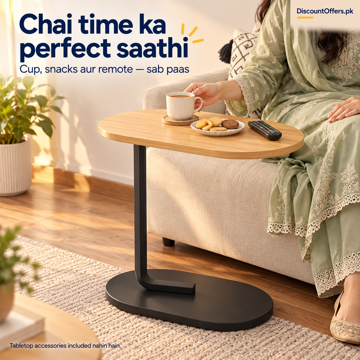 Oval C-Shaped Sofa Side Table