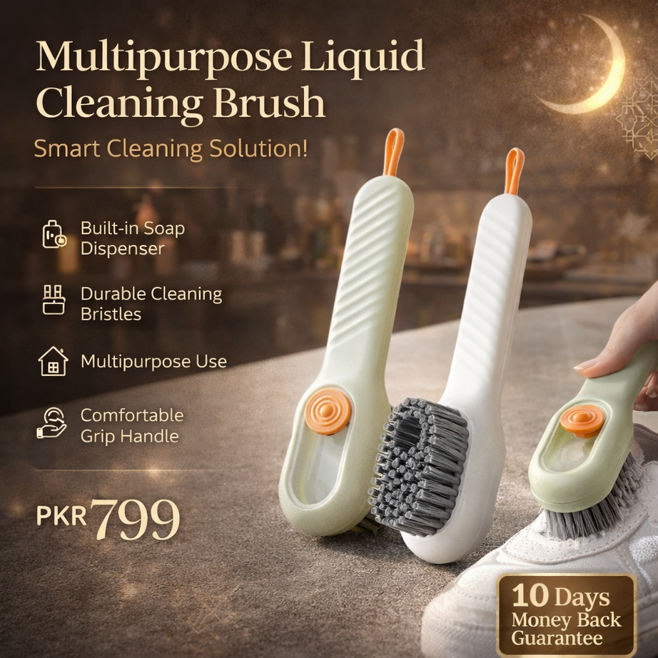 Multifunctional Liquid Cleaning Brush with Soap Dispenser for Cleaning Shoes Laundry Household Use Bathroom Kitchen