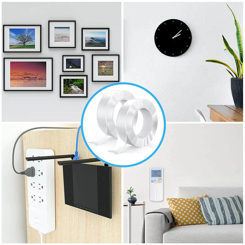 Imported Washable Reusable Nano Double Sided Transparent Tape for firm grip and Long Lasting Stickiness