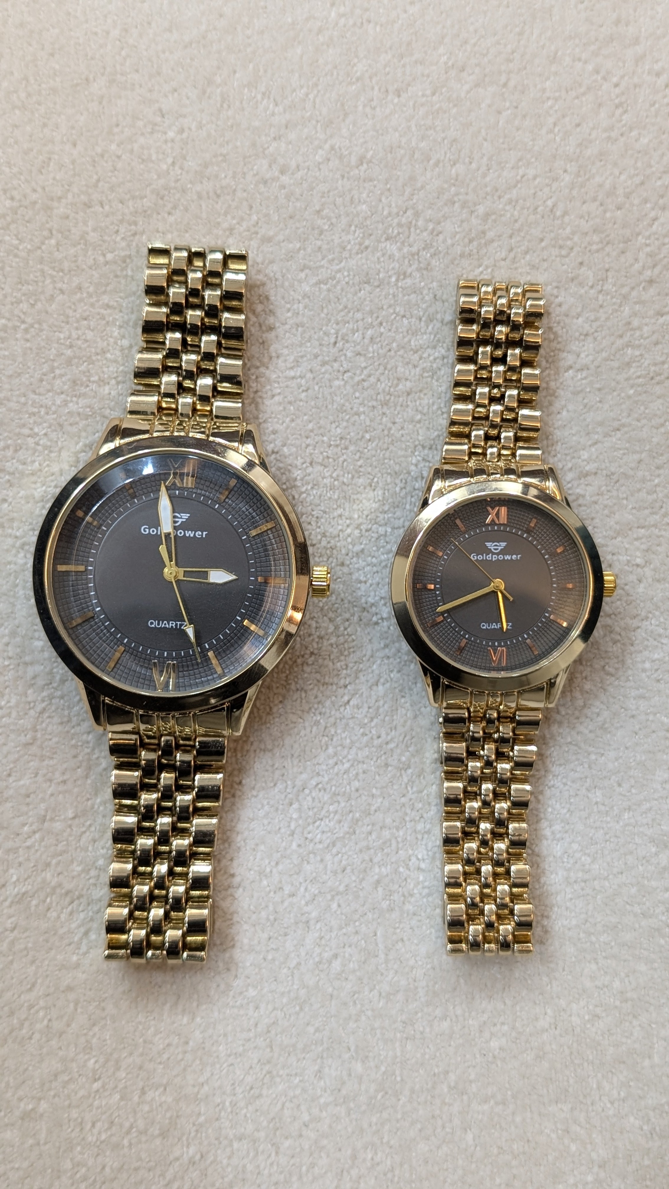 LuxeBond Gold-Black – Couple Watches Set