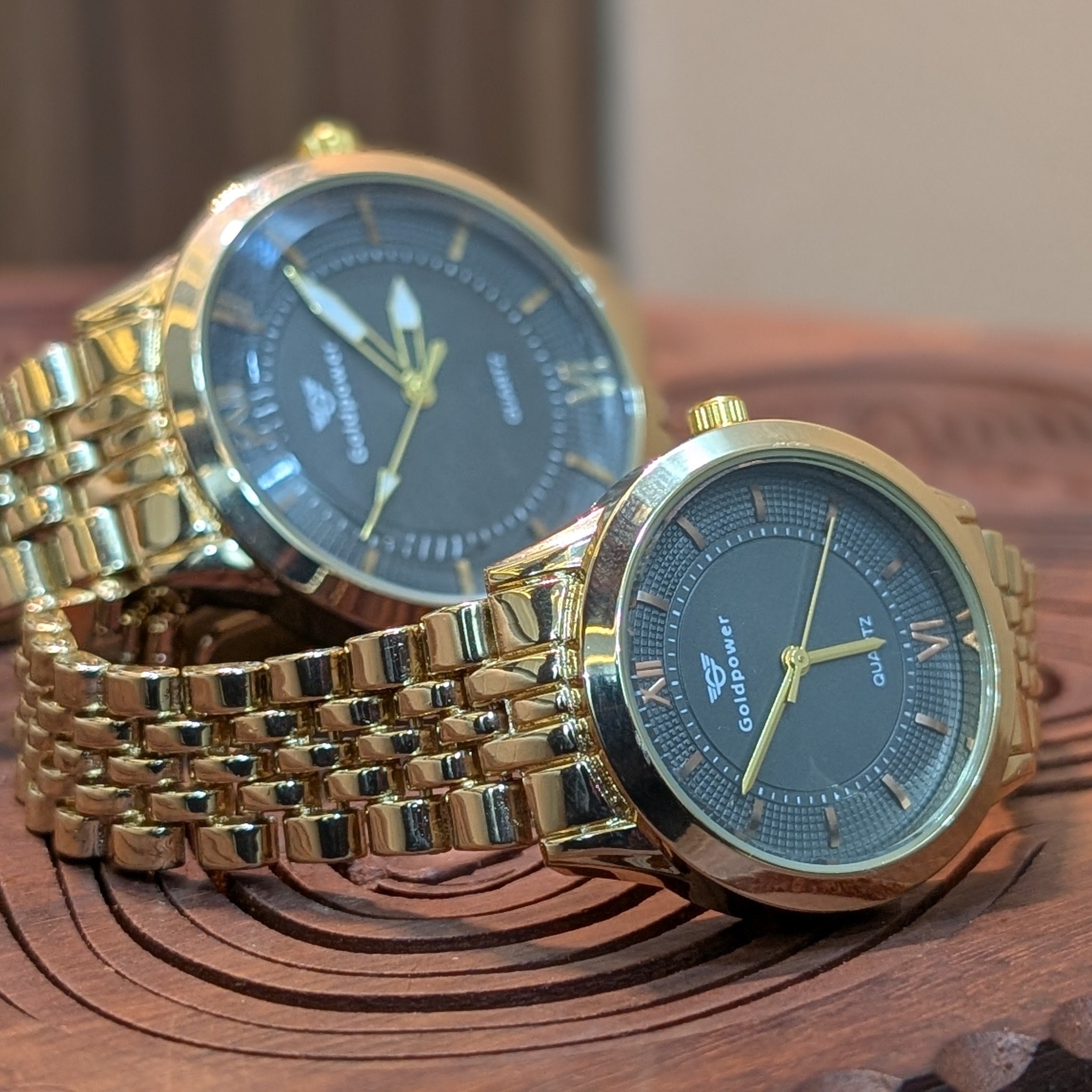 LuxeBond Gold-Black – Couple Watches Set